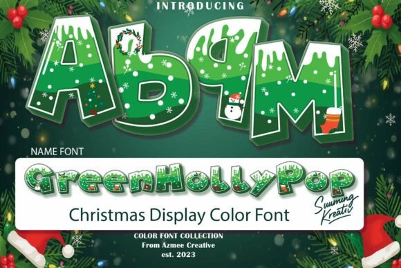 Greenhollypop: A Festive Color Font for Editorial Design